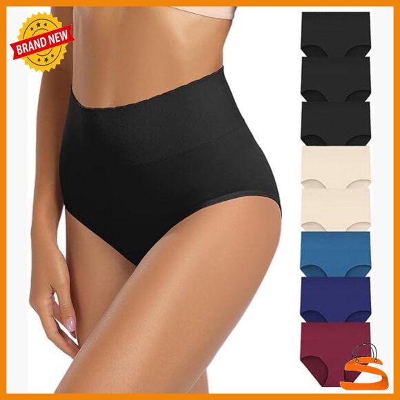 High Waist Seamless Briefs Full Coverage Panties 8-Pack X-Large